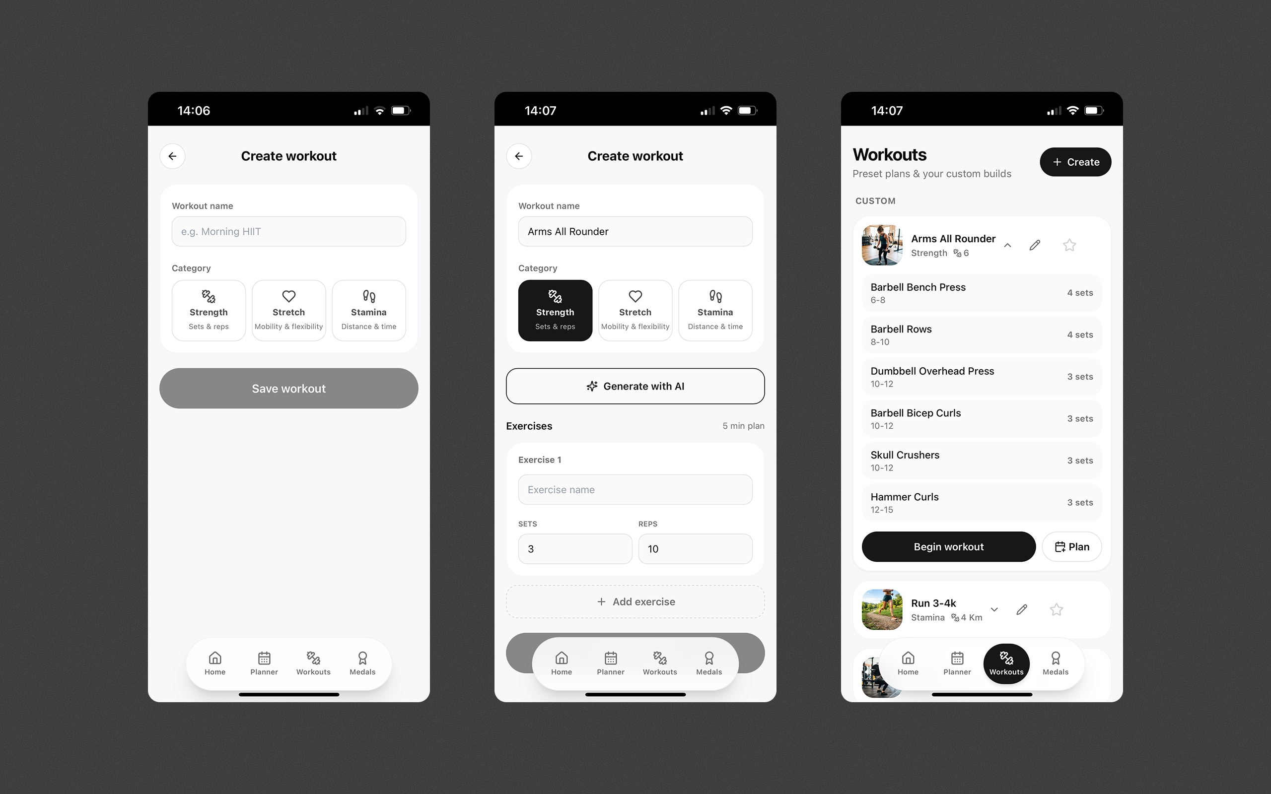 FitBubs — building a bespoke workout: exercises, sets and reps assembled for one person